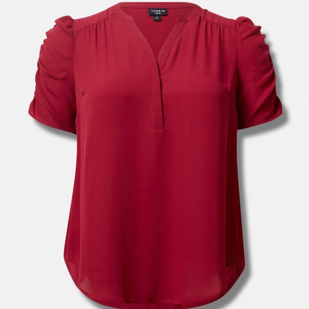 Harper Georgette Ruched Short Sleeve Blouse